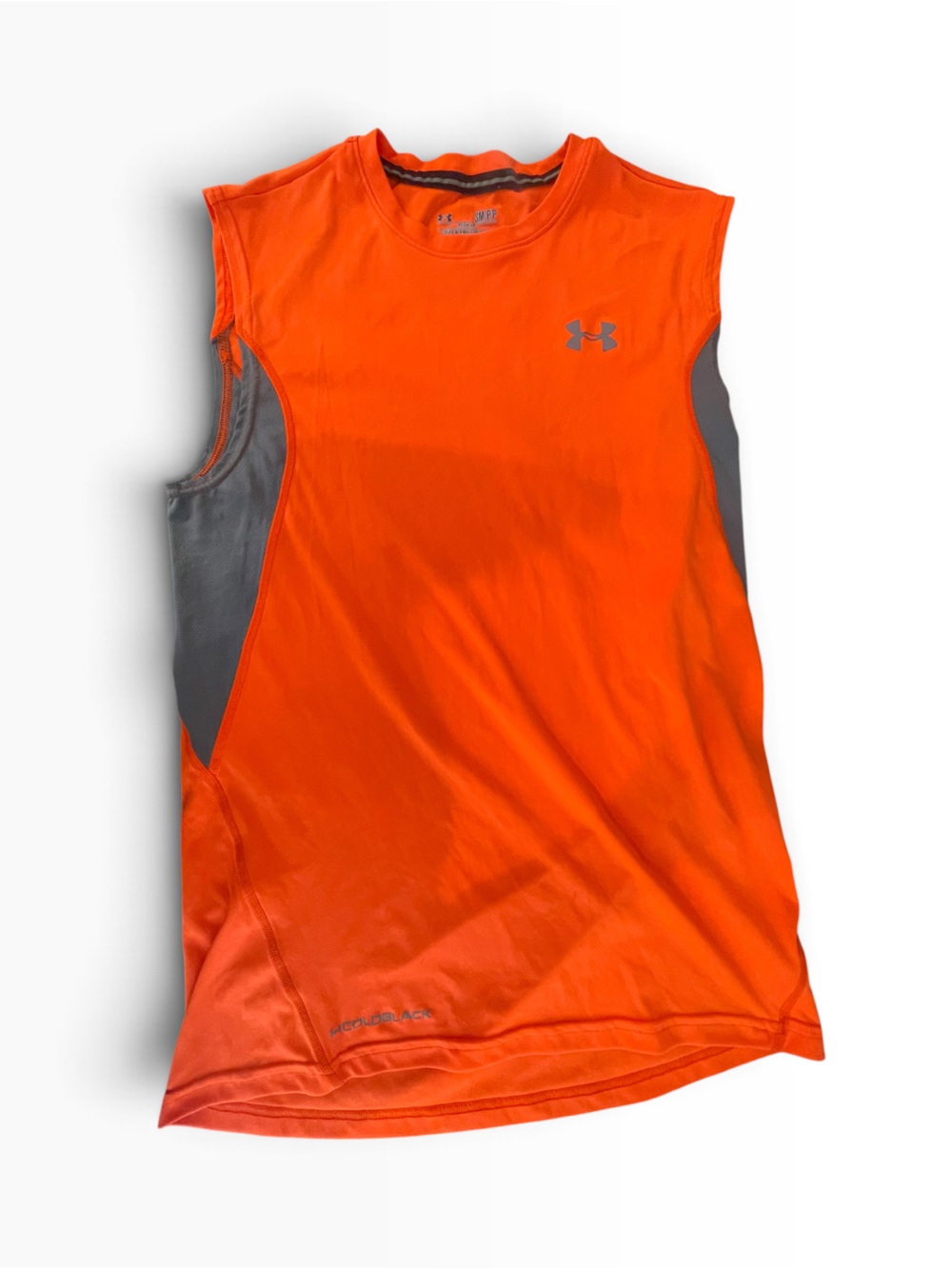 Under Armour Men’s Orange Sleeveless Training Top with Gray Panels